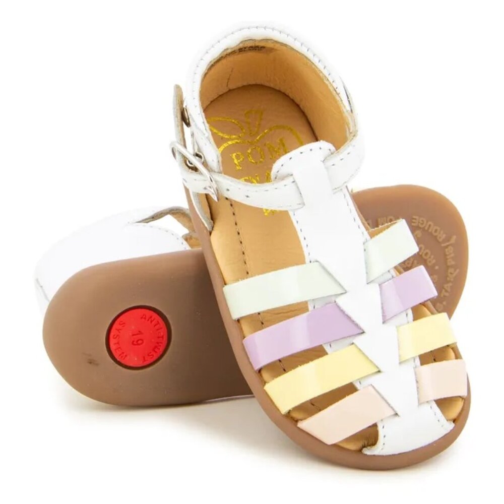 Like NEW Pom D'api Leather Cute Pastels Sandals Baby Girl size 20 / US 5